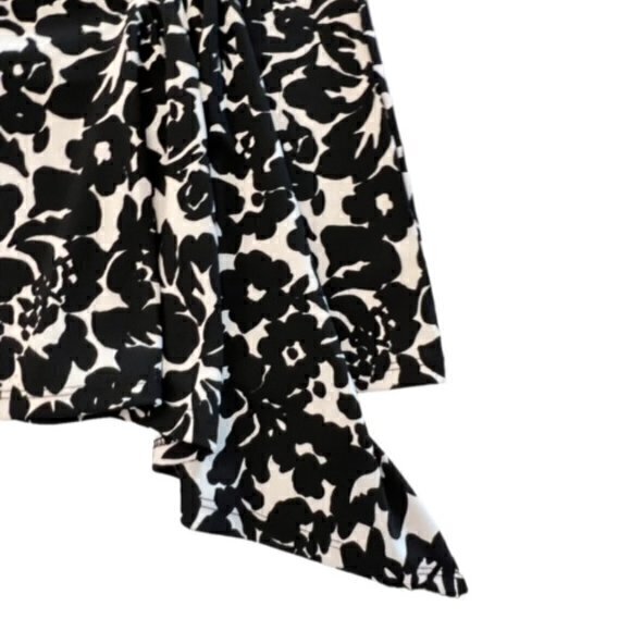 Michael‎ by Michael Kors Women’s S Black Ivory Floral Sleeveless Top Draped Wrap - Picture 6 of 9